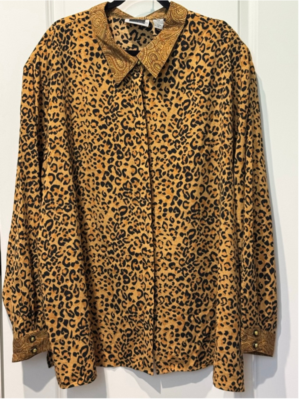 Women's maggie barnes Plus 34W Brown Black Leopard Print & paisley Blouse